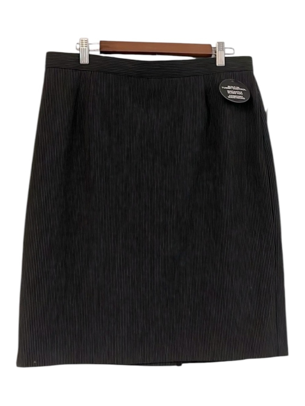 BRIGGS NEW YORK DEADSTOCK PINSTRIPE TUMMY CONTROL MIDI SKIRT BLACK PLUS SIZE 14